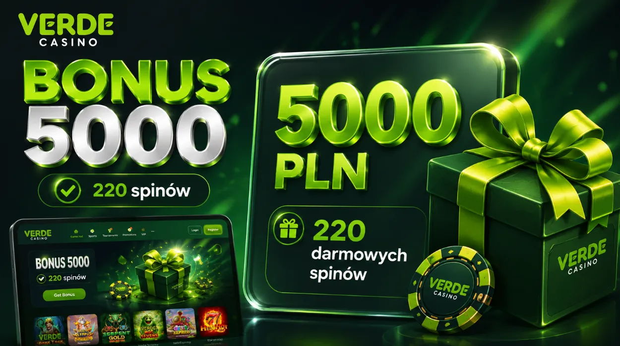 Bonus powitalny Verde Casino do 5000 PLN i 220 darmowych spinów